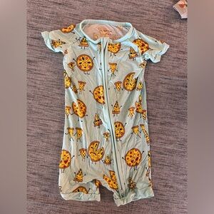 EUC Little Sleepies “Pizza Pals” bamboo shorty zippy
